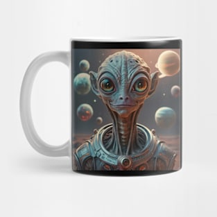 Extraterrestrial alien portrait smiling grey with ears Mug